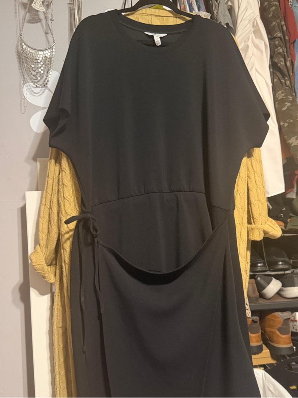 SPANX Black Midi Tie-Waist Dress 2x